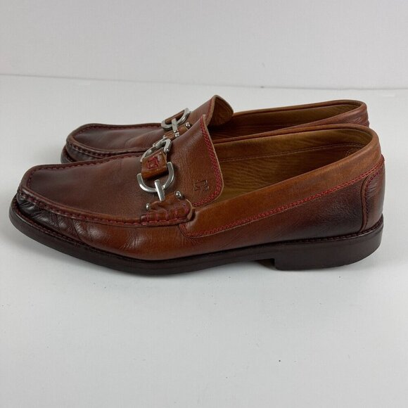 Donald J Pliner Mens Dustee Loafer Dress Shoes Brown Leather Moc Toe Slip On 10M - Picture 2 of 11